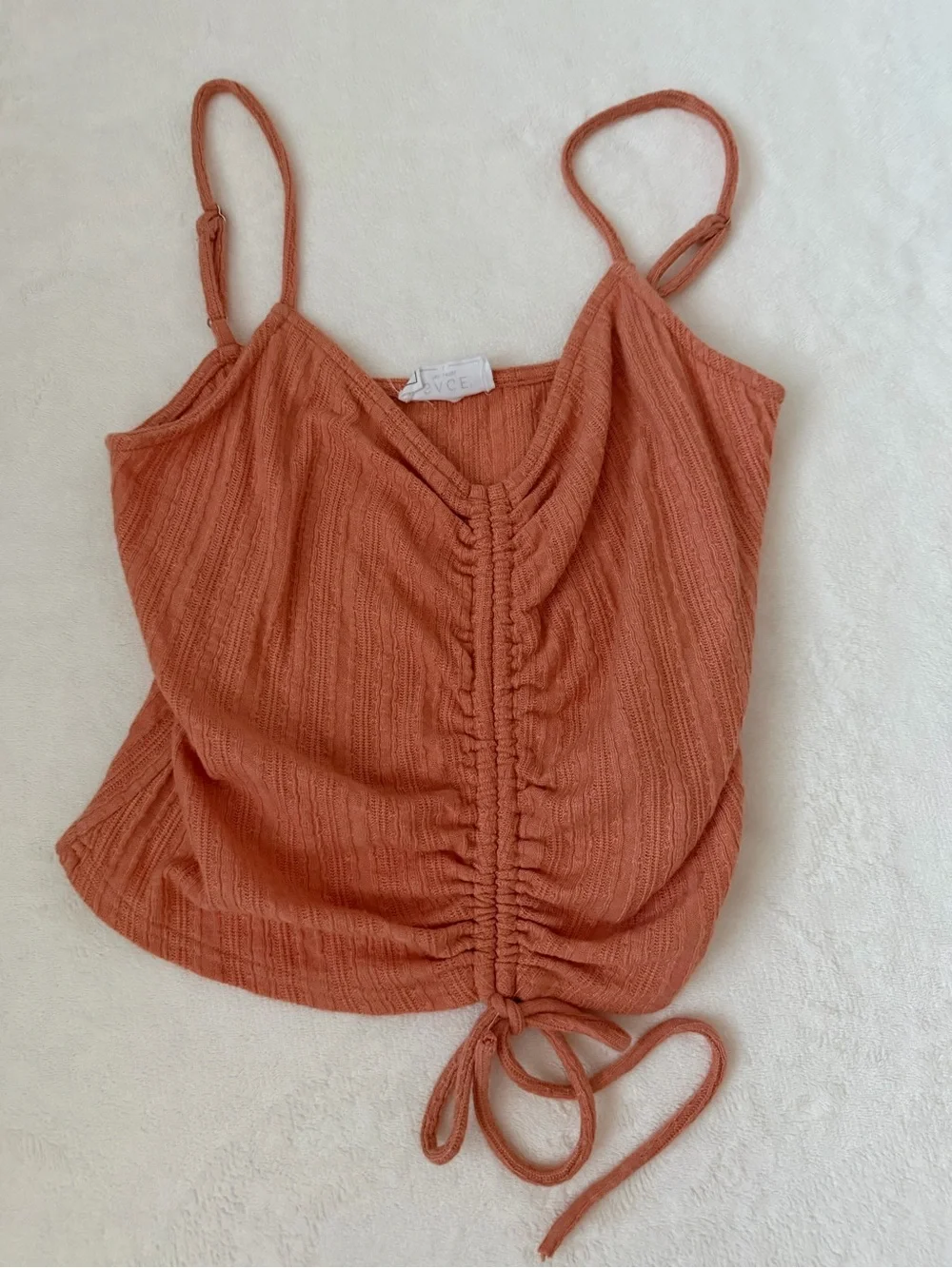 Sage The Label 2 Piece Cardigan & Cami Set Large Rust Terracotta Rib Knit